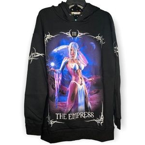 Horoscopez M The Empress Oversized Hoodie Foil Silver Celtic Tattoo Moon Design